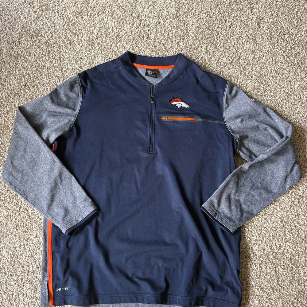 Denver Broncos Nike Navy and Orange Dri-Fit Pullover